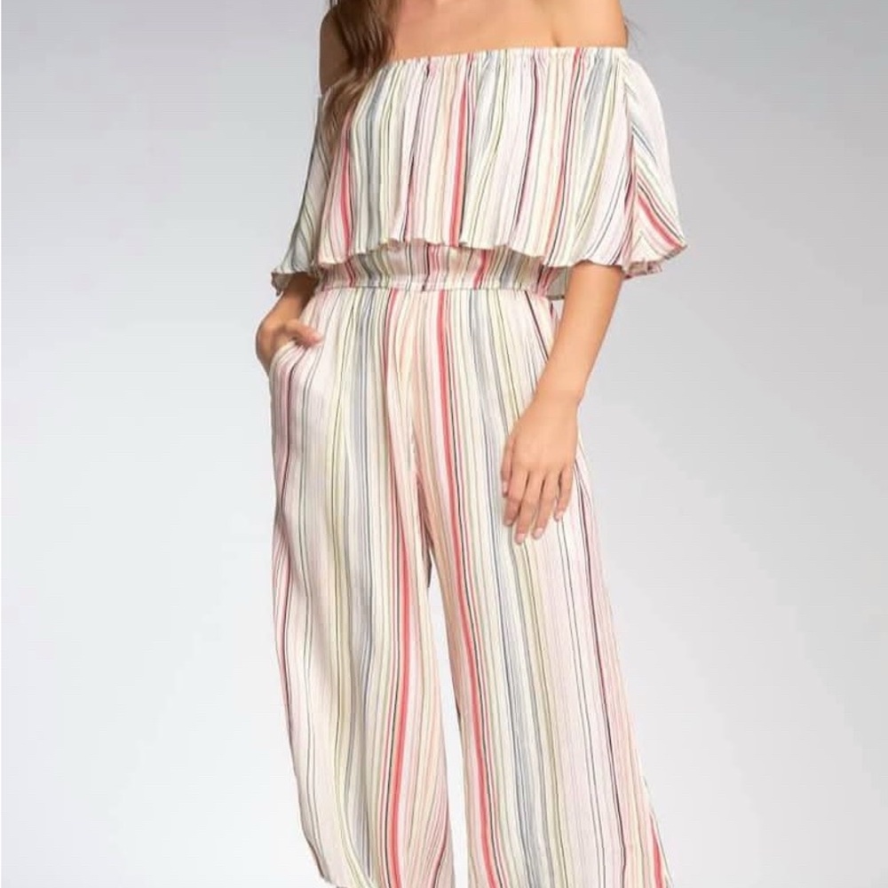Elan Multicolor Off-Shoulder Jumpsuit